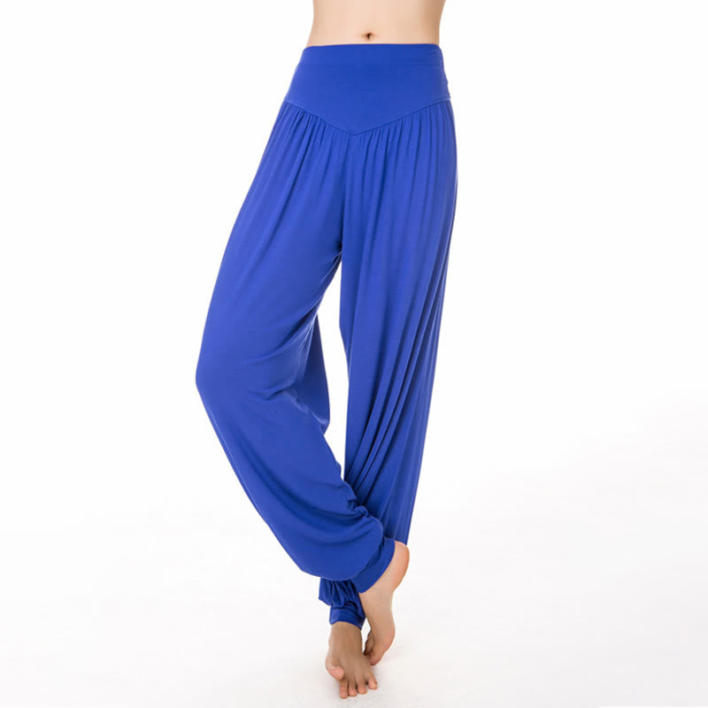 Buddha Stones Plain Color Loose Modal Yoga Dance Harem Pants - RoyalBlue - US12，UK/AU16，EU44 (3XL) - image 27