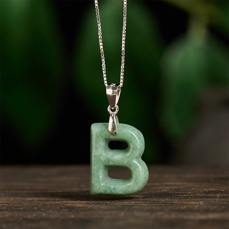 Buddha Stones "May You Find Your Own Meaning" Natural A-Z Letter Jade 925 Sterling Silver Chain Necklace Includes Gift Message Card - image 21