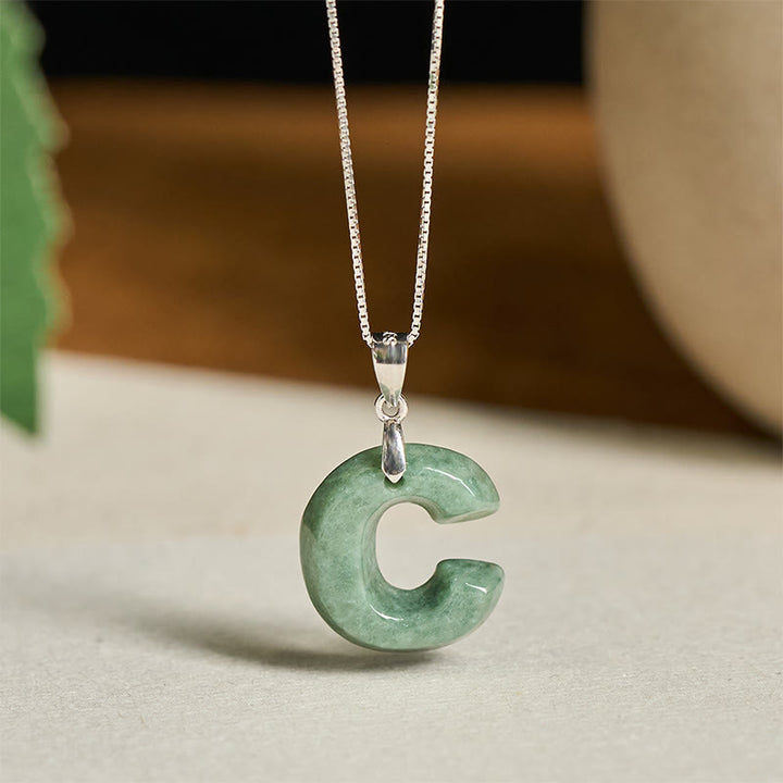 Buddha Stones "May You Find Your Own Meaning" Natural A-Z Letter Jade Titanium Steel Chain Necklace Includes Gift Message Card - image 133