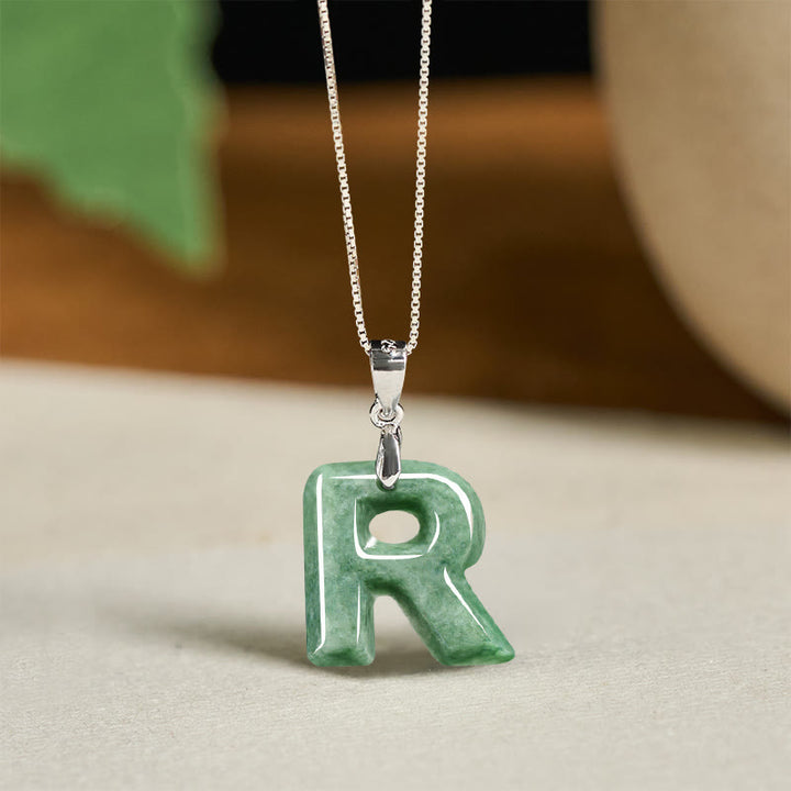 Buddha Stones "May You Find Your Own Meaning" Natural A-Z Letter Jade 925 Sterling Silver Chain Necklace Includes Gift Message Card - image 89