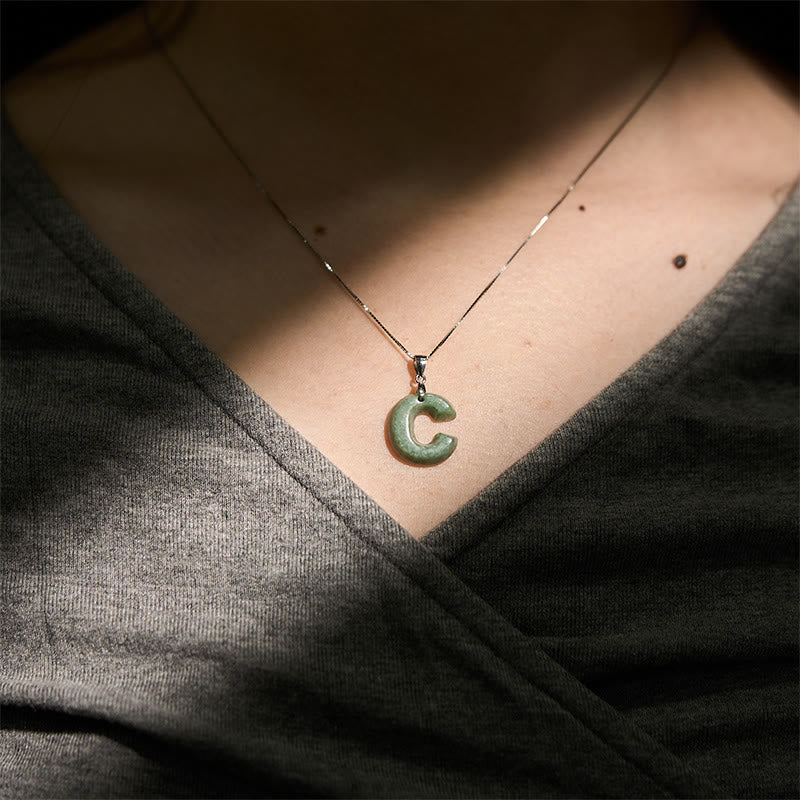 Buddha Stones "May You Find Your Own Meaning" Natural A-Z Letter Jade Titanium Steel Chain Necklace Includes Gift Message Card - image 136