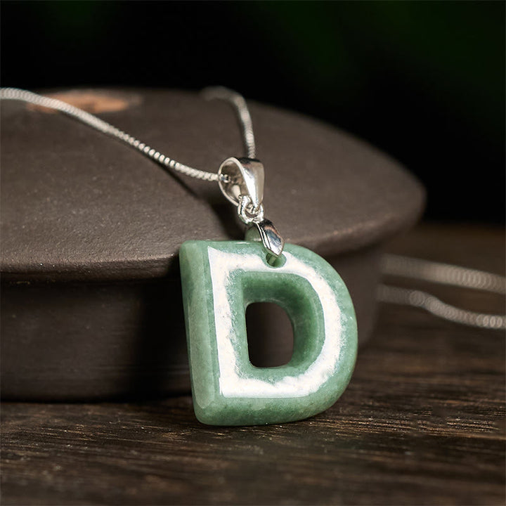 Buddha Stones "May You Find Your Own Meaning" Natural A-Z Letter Jade 925 Sterling Silver Chain Necklace Includes Gift Message Card - image 35