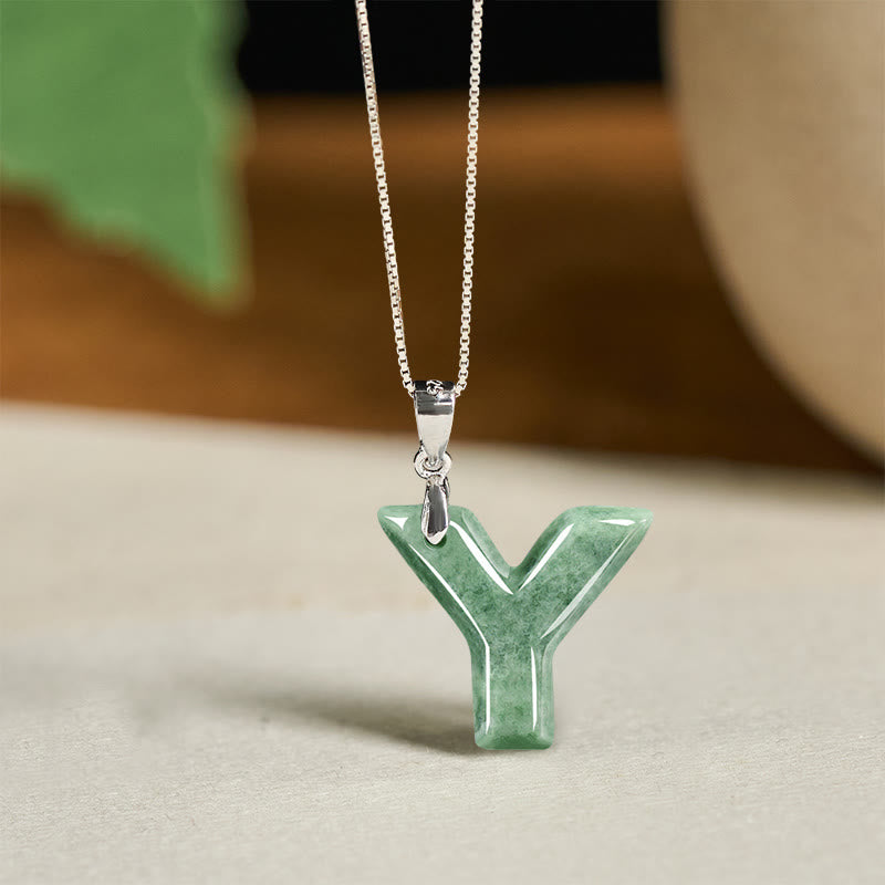 Buddha Stones "May You Find Your Own Meaning" Natural A-Z Letter Jade 925 Sterling Silver Chain Necklace Includes Gift Message Card - image 117