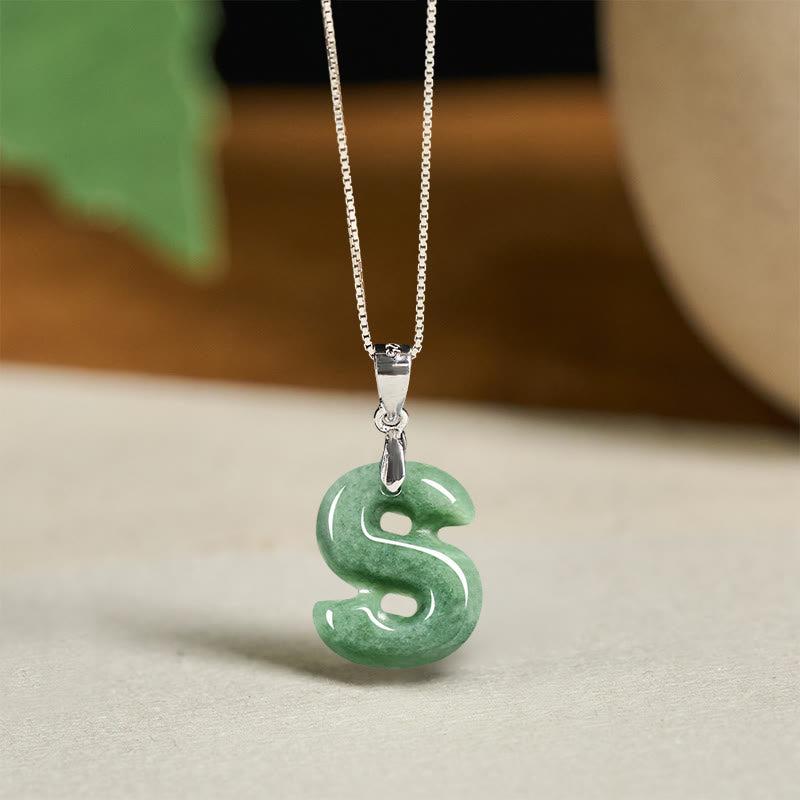 Buddha Stones "May You Find Your Own Meaning" Natural A-Z Letter Jade 925 Sterling Silver Chain Necklace Includes Gift Message Card - image 93