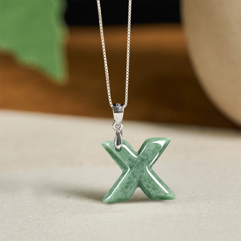 Buddha Stones "May You Find Your Own Meaning" Natural A-Z Letter Jade 925 Sterling Silver Chain Necklace Includes Gift Message Card - image 113