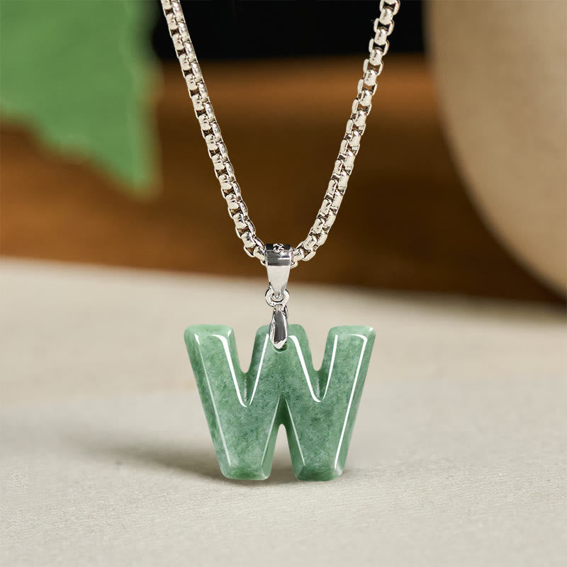 Buddha Stones "May You Find Your Own Meaning" Natural A-Z Letter Jade Titanium Steel Chain Necklace Includes Gift Message Card - image 100