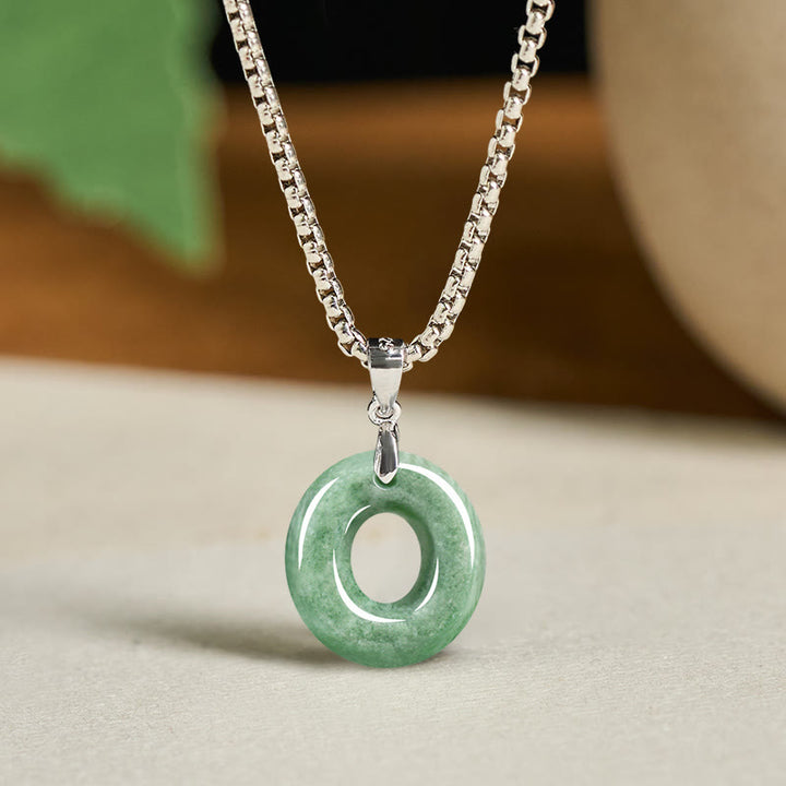 Buddha Stones Natural A-Z Letter Jade Titanium Steel Wide Chain Prosperity Necklace Pendant - image 23