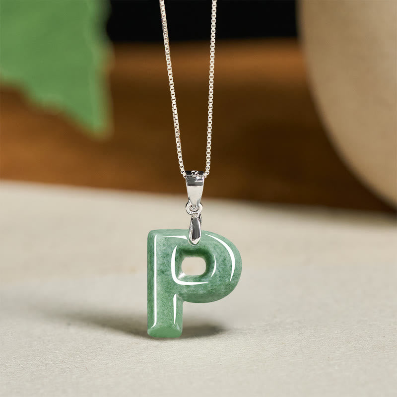 Buddha Stones "May You Find Your Own Meaning" Natural A-Z Letter Jade 925 Sterling Silver Chain Necklace Includes Gift Message Card - image 81
