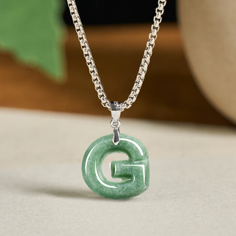 Buddha Stones "May You Find Your Own Meaning" Natural A-Z Letter Jade Titanium Steel Chain Necklace Includes Gift Message Card - image 36
