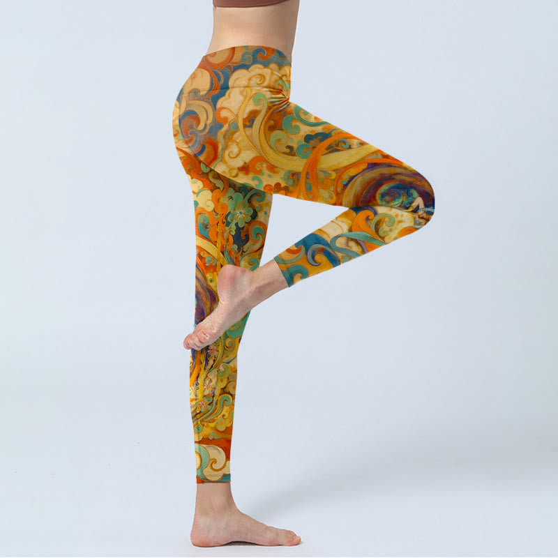 Buddha Stones Gorgeous Fairy Cloud Pattern Print Gym Leggings Women's Yoga Pants - image 3