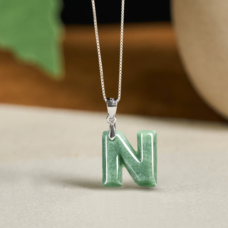 Buddha Stones "May You Find Your Own Meaning" Natural A-Z Letter Jade 925 Sterling Silver Chain Necklace Includes Gift Message Card - image 73