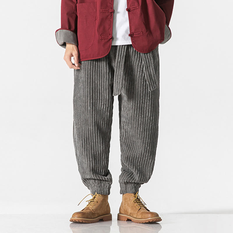 Buddha Stones Winter Solid Color Men's Ankle-Length Corduroy Pants With Pockets - image 7