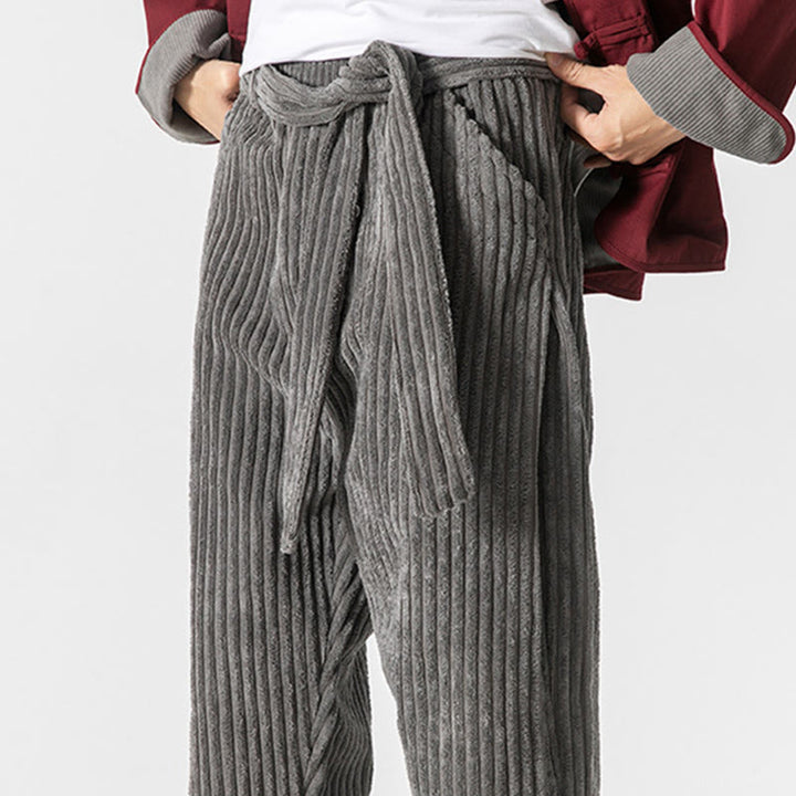 Buddha Stones Winter Solid Color Men's Ankle-Length Corduroy Pants With Pockets - image 11