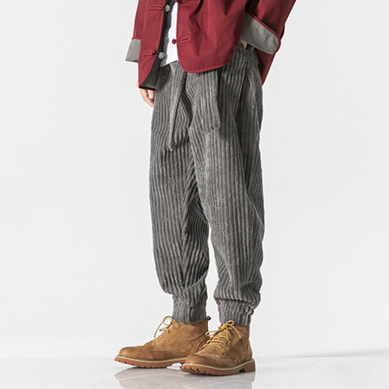 Buddha Stones Winter Solid Color Men's Ankle-Length Corduroy Pants With Pockets - image 2