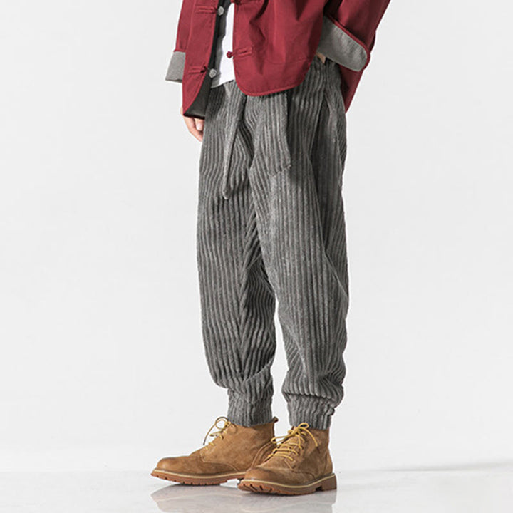 Buddha Stones Winter Solid Color Men's Ankle-Length Corduroy Pants With Pockets - image 2