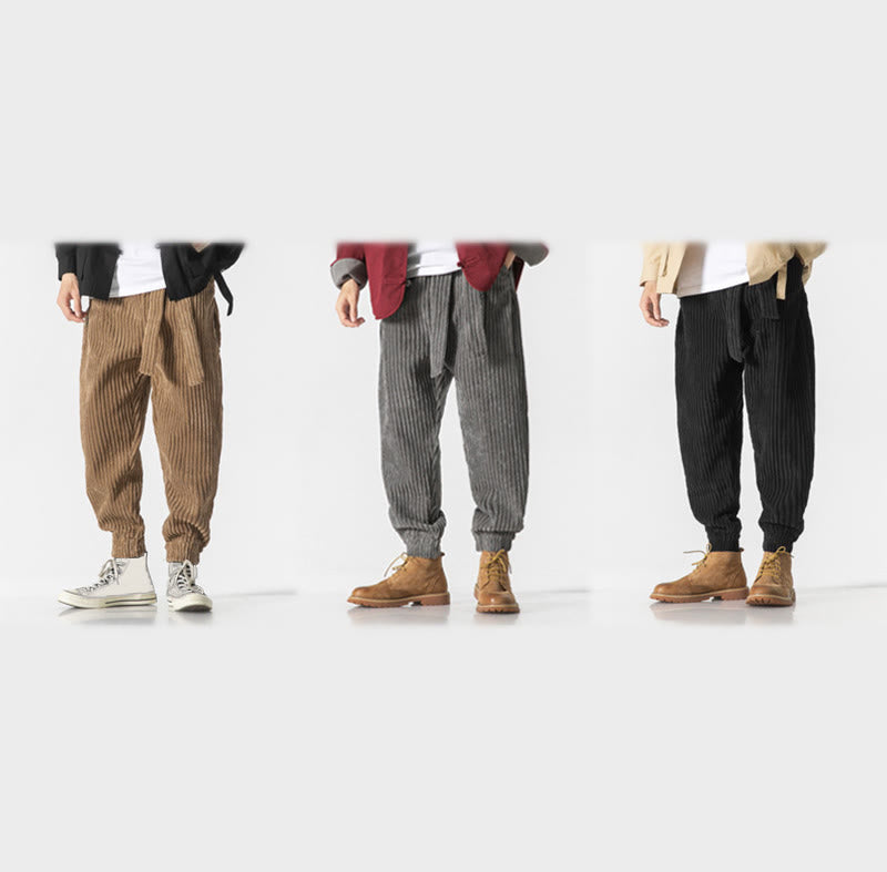 Buddha Stones Winter Solid Color Men's Ankle-Length Corduroy Pants With Pockets - image 34