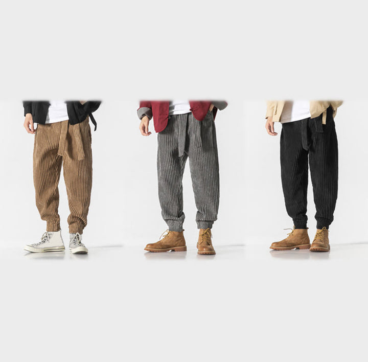 Buddha Stones Winter Solid Color Men's Ankle-Length Corduroy Pants With Pockets - image 34