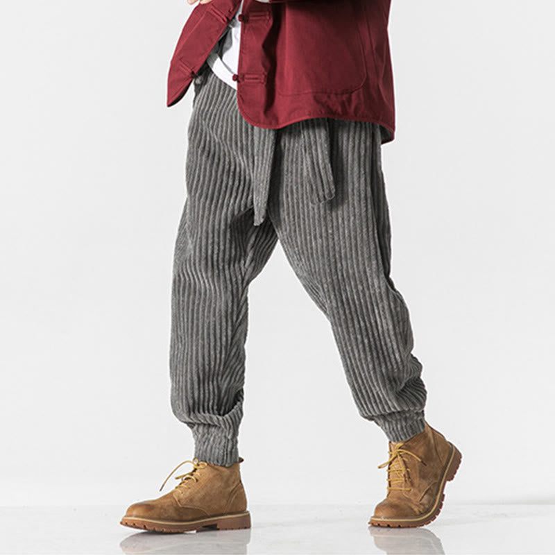 Buddha Stones Winter Solid Color Men's Ankle-Length Corduroy Pants With Pockets - image 9