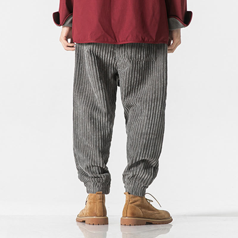 Buddha Stones Winter Solid Color Men's Ankle-Length Corduroy Pants With Pockets - image 8