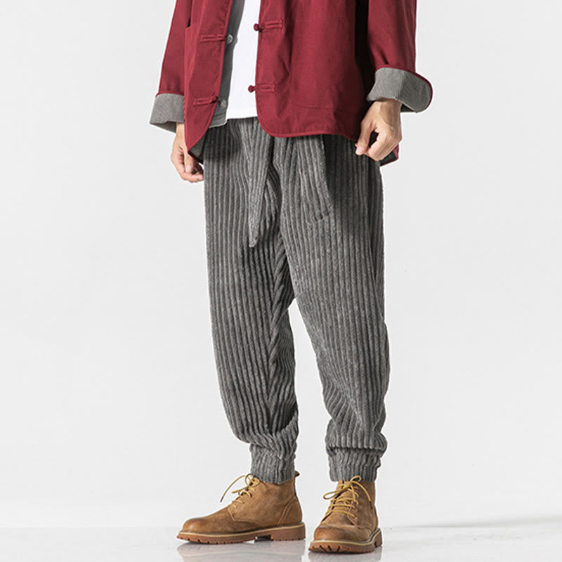 Buddha Stones Winter Solid Color Men's Ankle-Length Corduroy Pants With Pockets - image 5