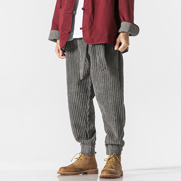 Buddha Stones Winter Solid Color Men's Ankle-Length Corduroy Pants With Pockets - image 5