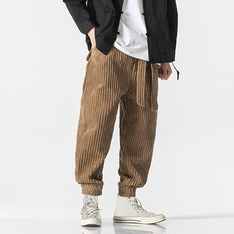 Buddha Stones Winter Solid Color Men's Ankle-Length Corduroy Pants With Pockets - image 28