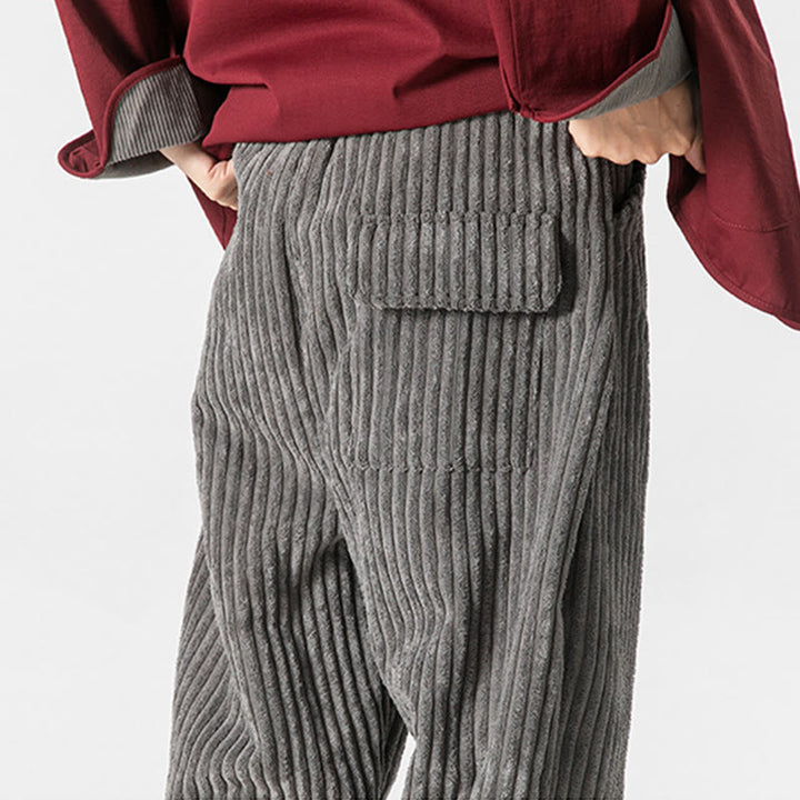 Buddha Stones Winter Solid Color Men's Ankle-Length Corduroy Pants With Pockets - image 13