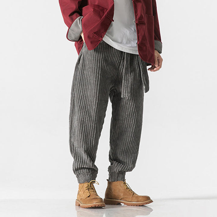 Buddha Stones Winter Solid Color Men's Ankle-Length Corduroy Pants With Pockets - image 4