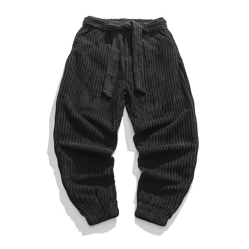 Buddha Stones Winter Solid Color Men's Ankle-Length Corduroy Pants With Pockets - Black - US/UK/AU46，EU56 (5XL) - image 15