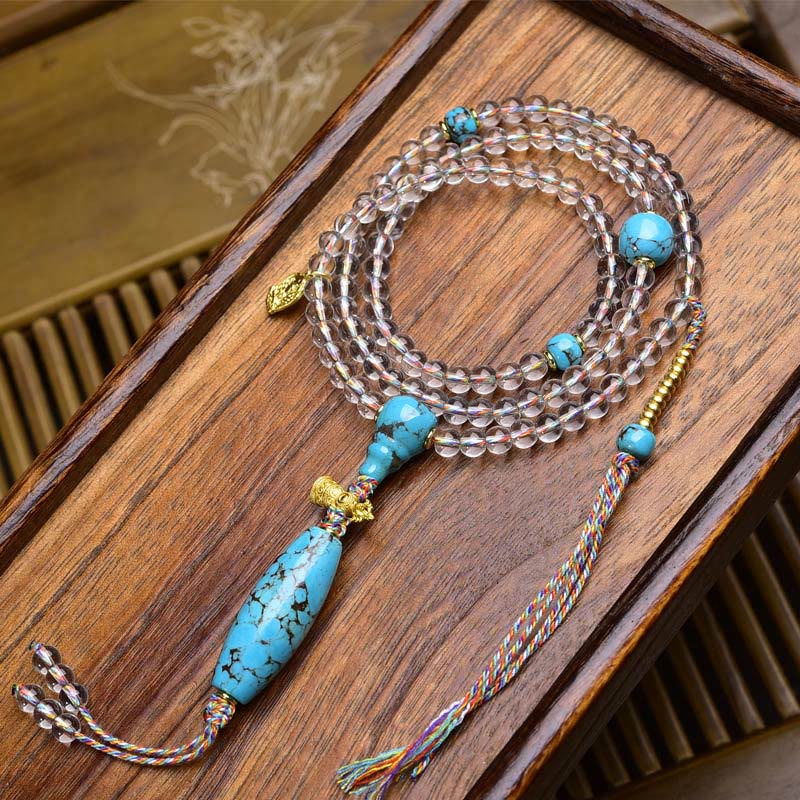 Buddha Stones 108 Beads Liuli Crystal Dzi Bead Agate Blessings Tassel Mala - Style 2 - 6mm - image 12