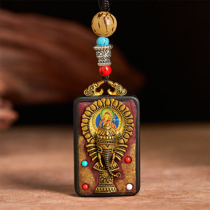 Buddha Stones Tibetan Ganesh Ganpati Elephant Ebony Wood Rope Peace Necklace Pendant - image 13