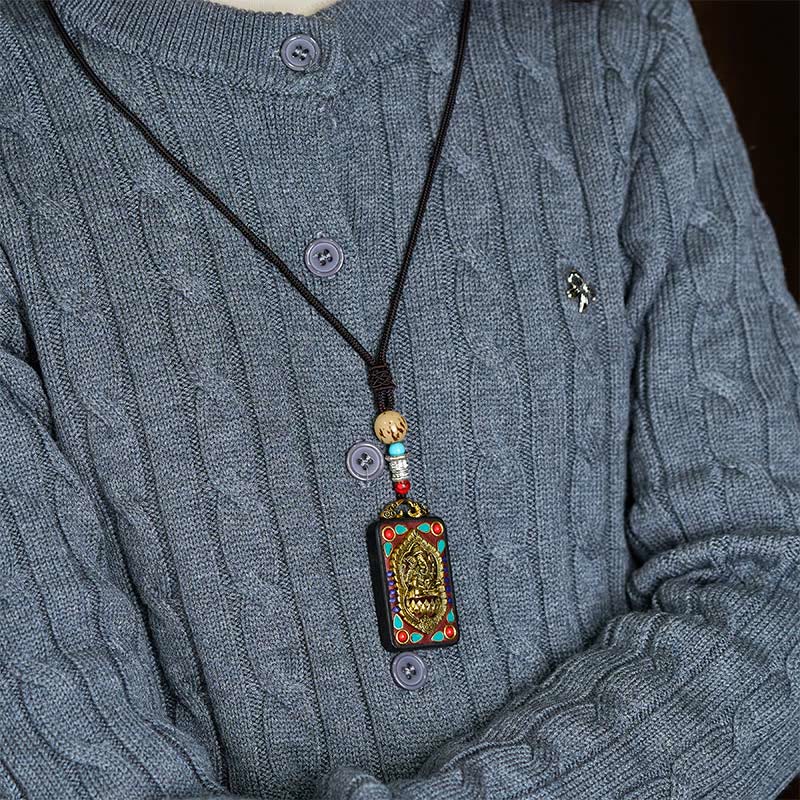 Buddha Stones Tibetan Ganesh Ganpati Elephant Ebony Wood Rope Peace Necklace Pendant - image 30