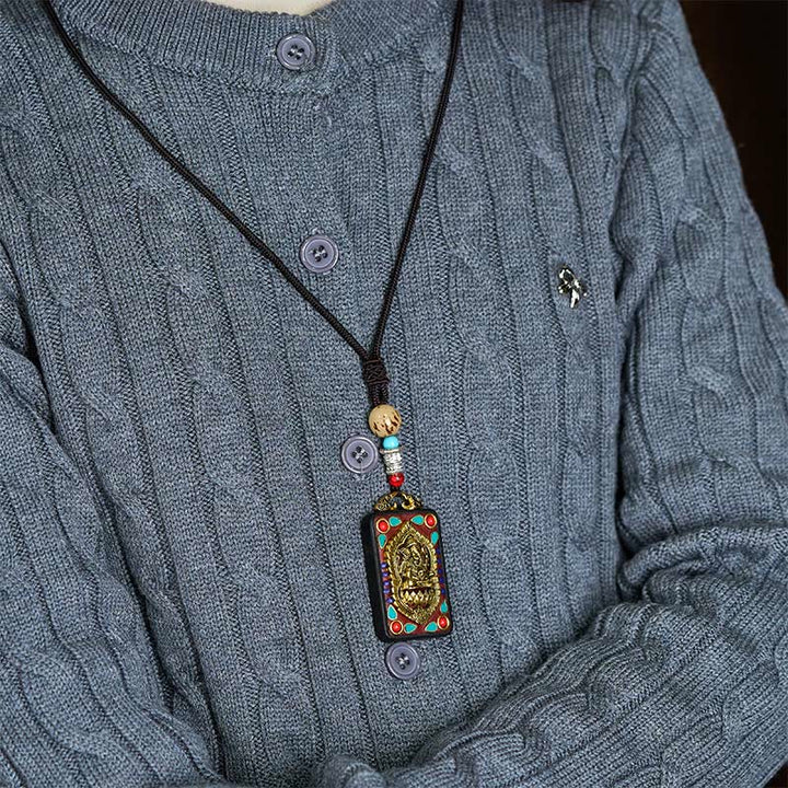 Buddha Stones Tibetan Ganesh Ganpati Elephant Ebony Wood Rope Peace Necklace Pendant - image 30