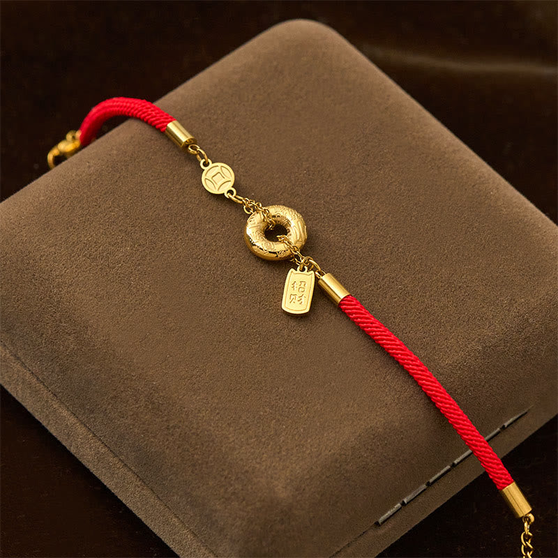 Buddha Stones Peace Buckle Attract Fortune Charm Titanium Steel Red String Connection Bracelet - image 2