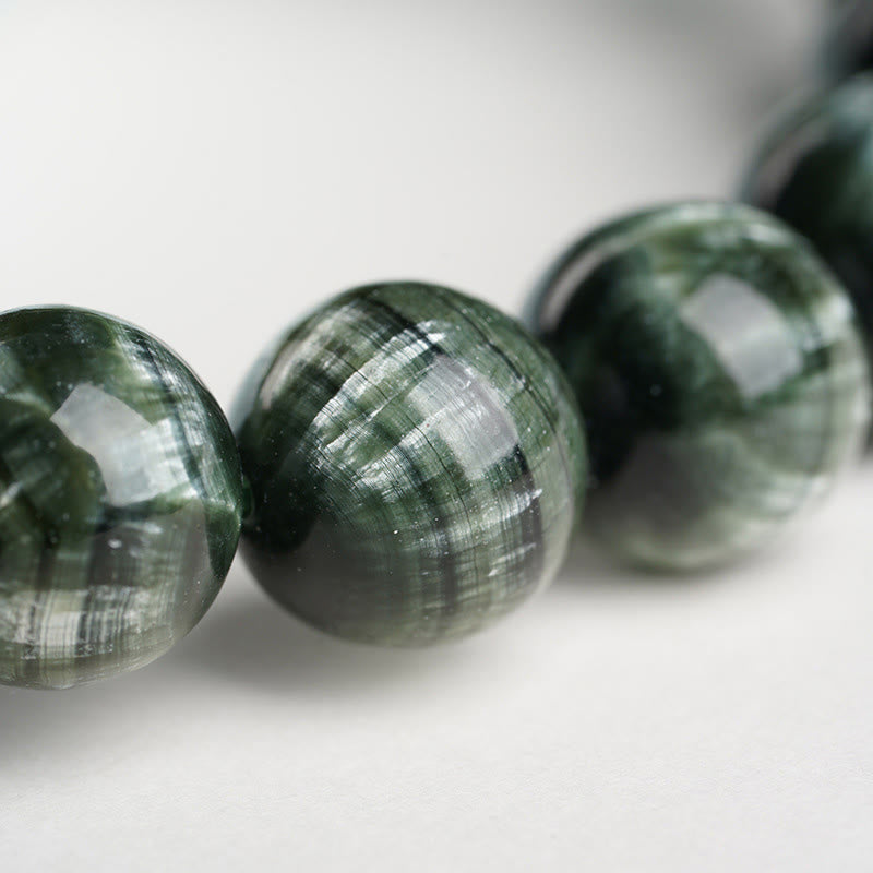 Buddha Stones Natural Seraphinite Round Emotional Balance Beaded Bracelet - image 5