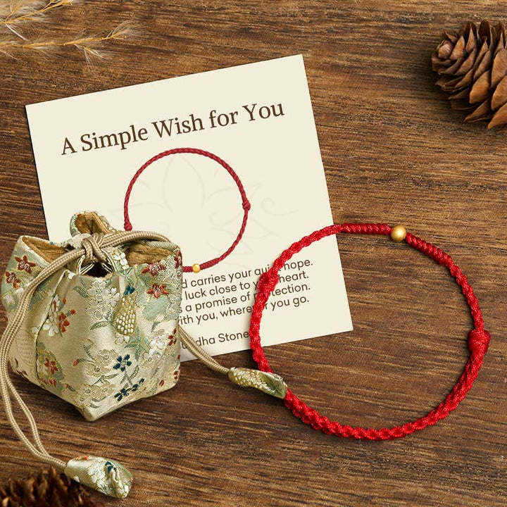 Buddha Stones "A Simple Wish for You" 925 Sterling Silver Plated Gold Single Bead Red Rope Bracelet Anklet Includes Gift Message Card - Anklet(Circumference 18-30cm) - Red - Deluxe Gift Bag (+$9.59) - image 19