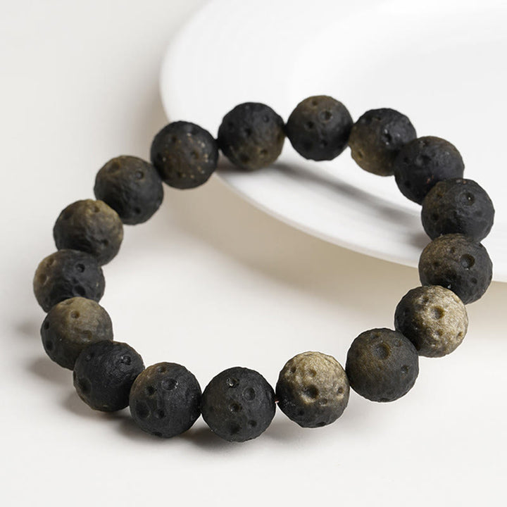 Buddha Stones Natural Silver Sheen Obsidian Gold Sheen Obsidian Round Beads Protection Bracelet - image 8