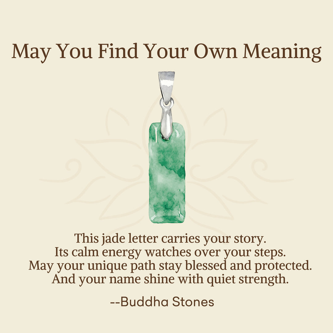 Buddha Stones "May You Find Your Own Meaning" Natural A-Z Letter Jade 925 Sterling Silver Chain Necklace Includes Gift Message Card - image 54