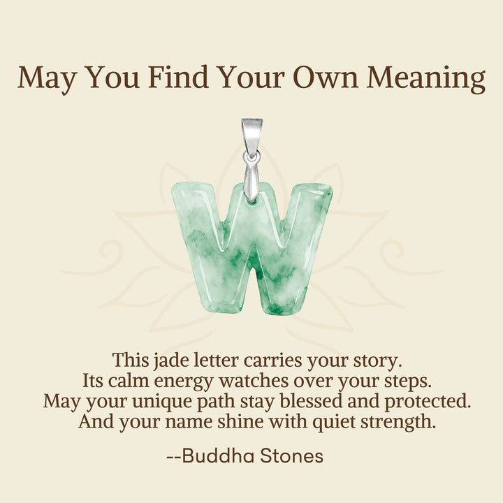Buddha Stones "May You Find Your Own Meaning" Natural A-Z Letter Jade 925 Sterling Silver Chain Necklace Includes Gift Message Card - image 110