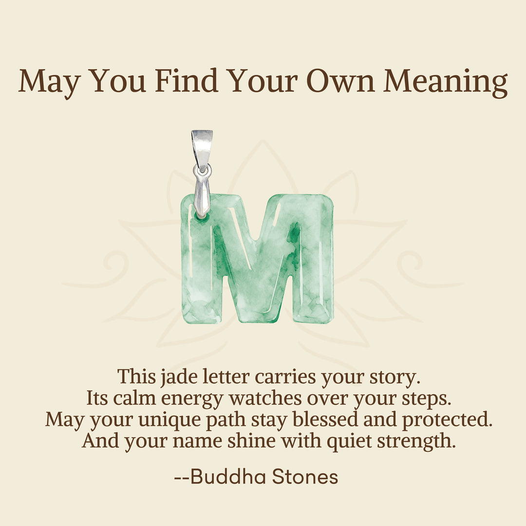 Buddha Stones "May You Find Your Own Meaning" Natural A-Z Letter Jade 925 Sterling Silver Chain Necklace Includes Gift Message Card - image 70