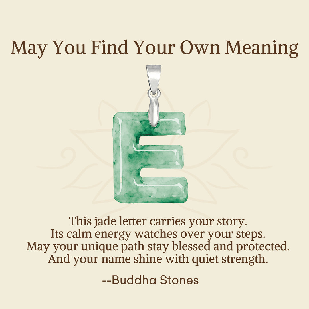 Buddha Stones "May You Find Your Own Meaning" Natural A-Z Letter Jade 925 Sterling Silver Chain Necklace Includes Gift Message Card - image 38