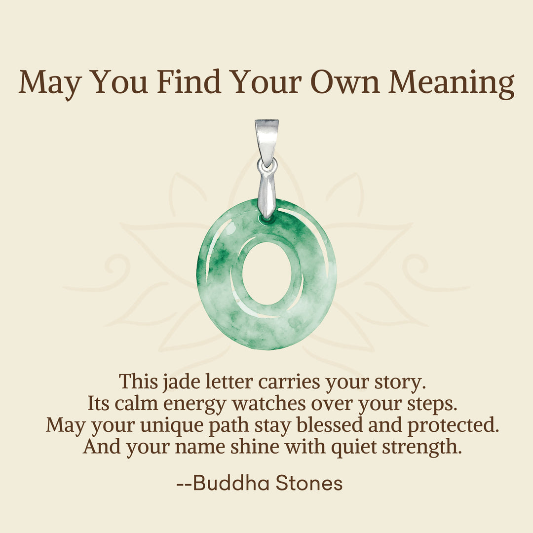 Buddha Stones "May You Find Your Own Meaning" Natural A-Z Letter Jade Titanium Steel Chain Necklace Includes Gift Message Card - image 69