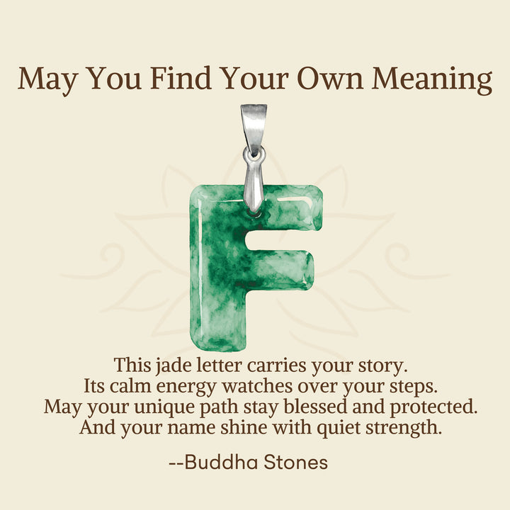 Buddha Stones "May You Find Your Own Meaning" Natural A-Z Letter Jade Titanium Steel Chain Necklace Includes Gift Message Card - image 33