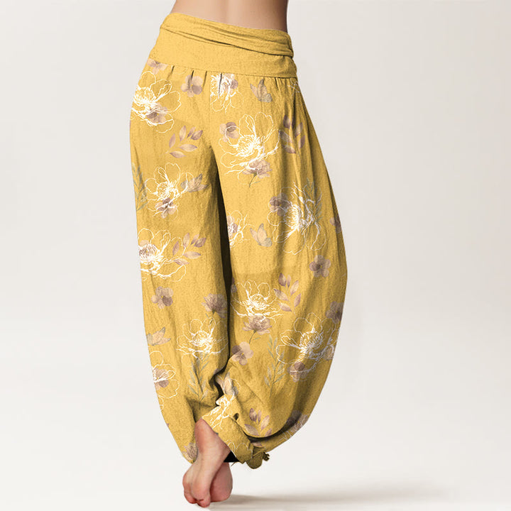 Buddha Stones Cotton Exquisite Retro Flower Pattern Women's Elastic Waist Harem Pants - image 6