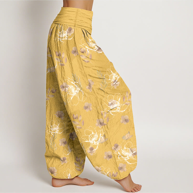 Buddha Stones Cotton Exquisite Retro Flower Pattern Women's Elastic Waist Harem Pants - image 7