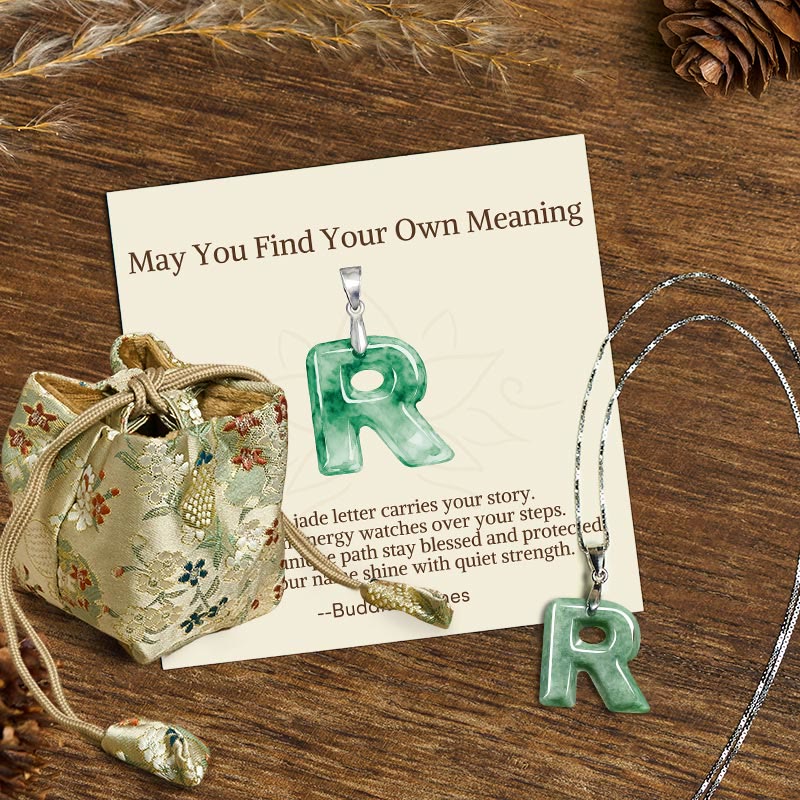 Buddha Stones "May You Find Your Own Meaning" Natural A-Z Letter Jade 925 Sterling Silver Chain Necklace Includes Gift Message Card - R - Titanium Steel Chain&Silver Chain(One Pendant) - Deluxe Gift Bag (+$9.59) - image 91