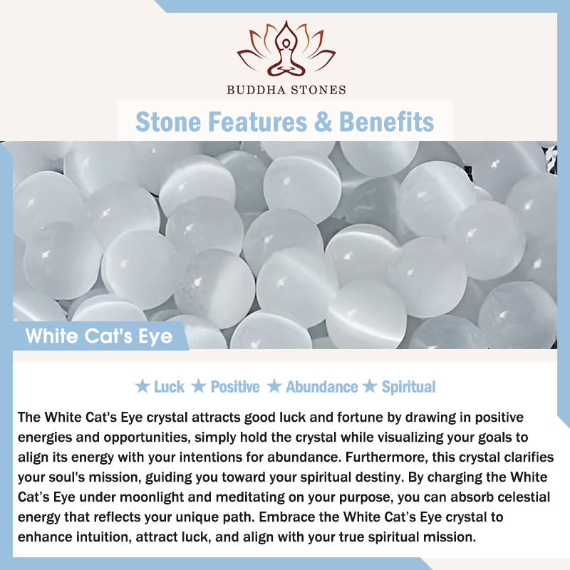 Buddha Stones White Cat's Eye Abundance Spiritual Cuff Bangle Bracelet - image 5