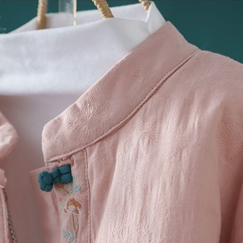 Buddha Stones Winter Frog-Button Embroidery Flowers Vines Open Front Cotton Long Sleeve Women's Thermal Jacket - image 5