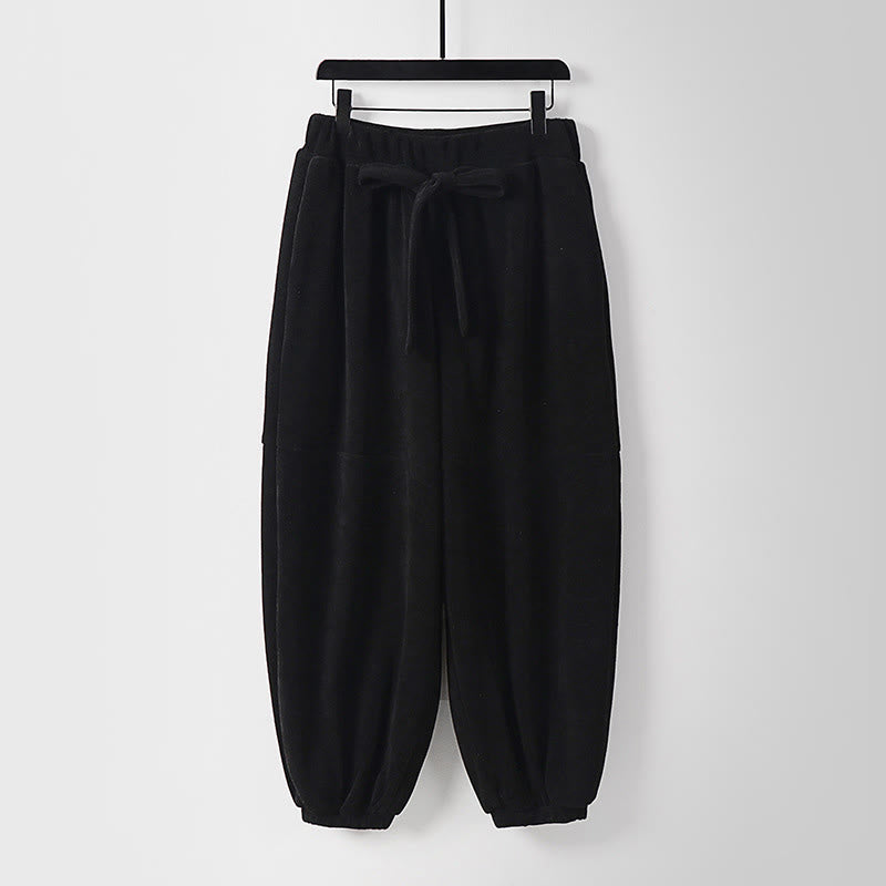 Buddha Stones Winter Solid Color Lace-up Men's Harem Cotton Corduroy Pants With Pockets - Black - US/UK/AU54，EU64 (9XL) - image 9