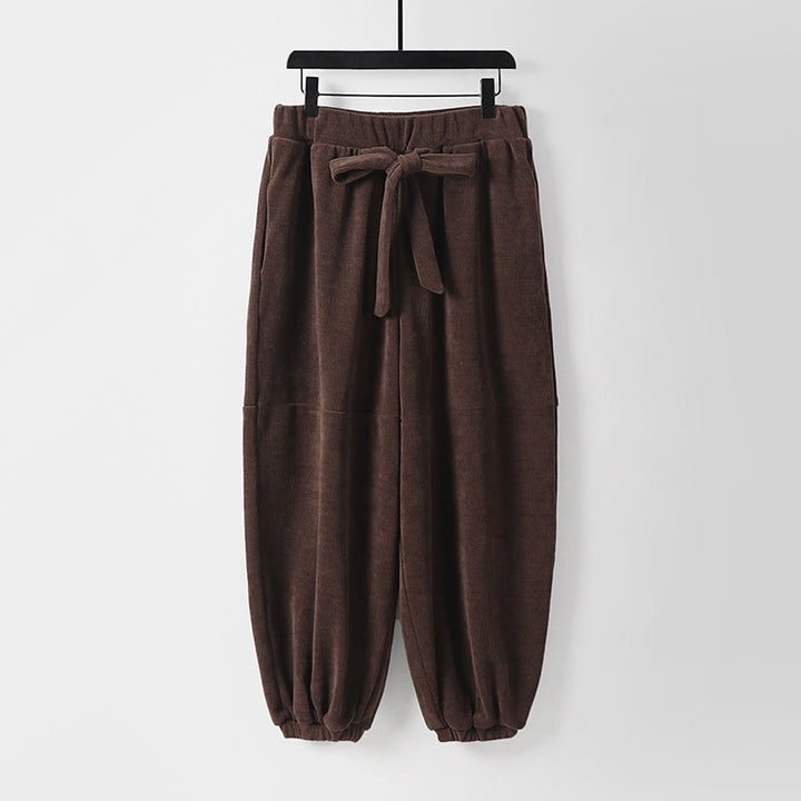 Buddha Stones Winter Solid Color Lace-up Men's Harem Cotton Corduroy Pants With Pockets - SaddleBrown - US/UK/AU54，EU64 (9XL) - image 10